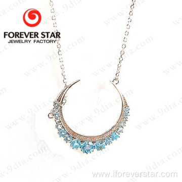 Hot Sale Crescent Necklace with Blue Topaz Jewelry